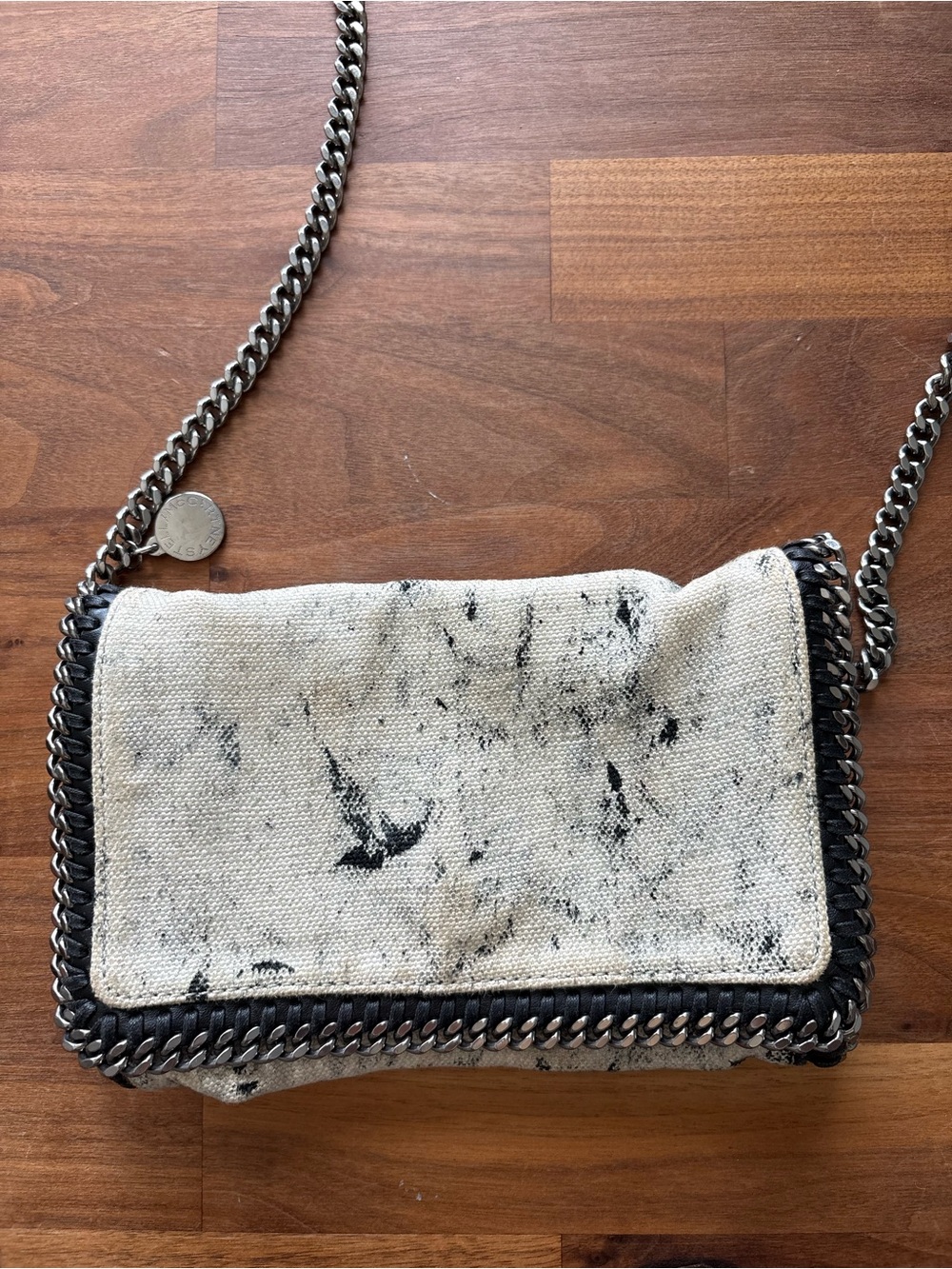 Stella McCartney Cream Canvas Crossbody with Black Trim